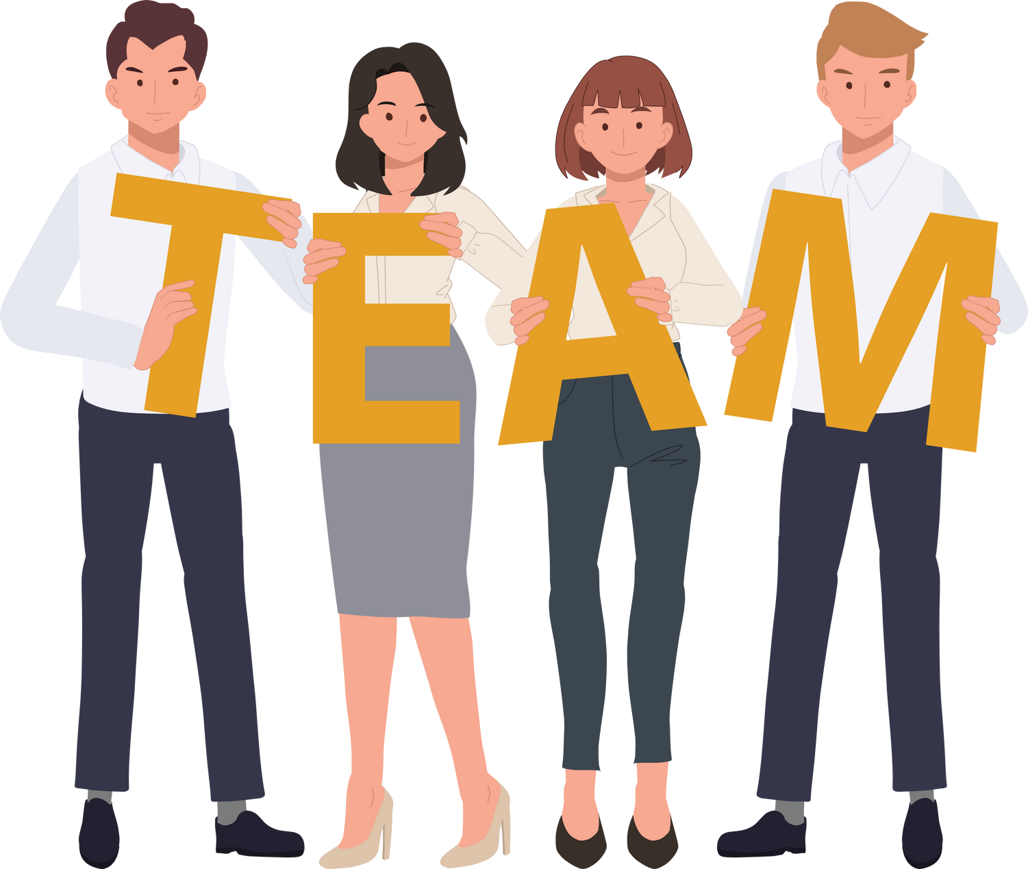 Business Teamwork concept. Successful team holding word 'TEAM' . diverse people. Business team